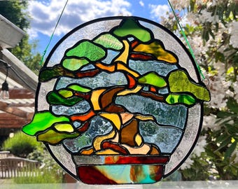 Árbol bonsái de vidrieras