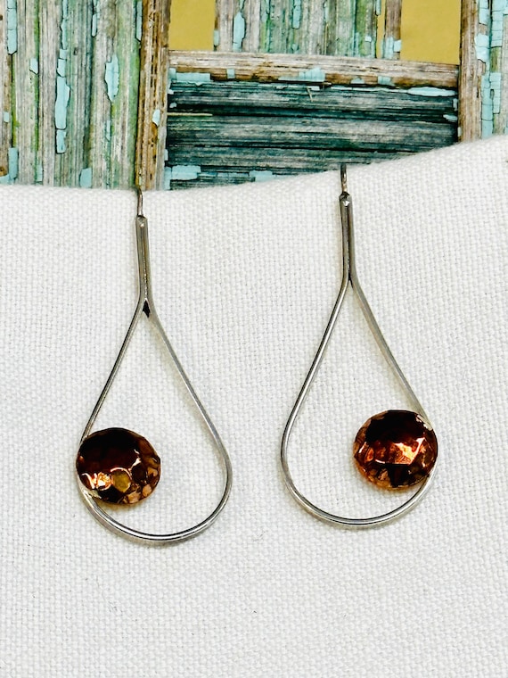 Copper and sterling dangle earrings