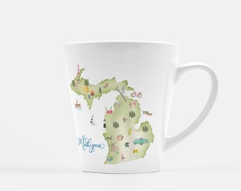 Michigan map latte mug
