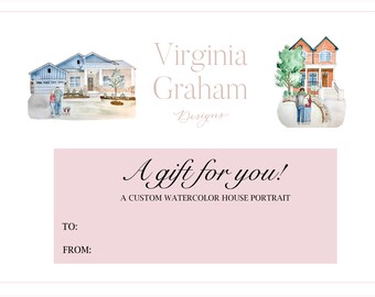 Watercolor House Portrait Gift Certificate printable