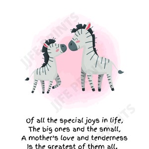 Druckbarer Sofort-Download zum Muttertag, Gedicht-Kunstdruck „A Mother&#39;s Love“, 8&quot;x10&quot;, 5&quot;x7&quot;, druckbares Geschenk zum Muttertag, PDF, JPG, Muttergeschenke