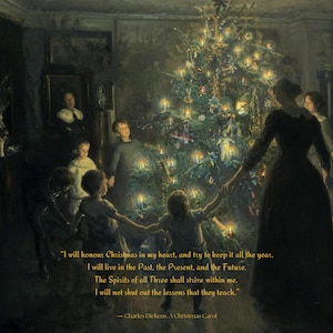 Charles Dickens A Christmas Carol Quote, Vintage Viggo Johansen Painting, Download digitale, Christmas Wall Art, 2 dimensioni PDF 8x10, 11x14
