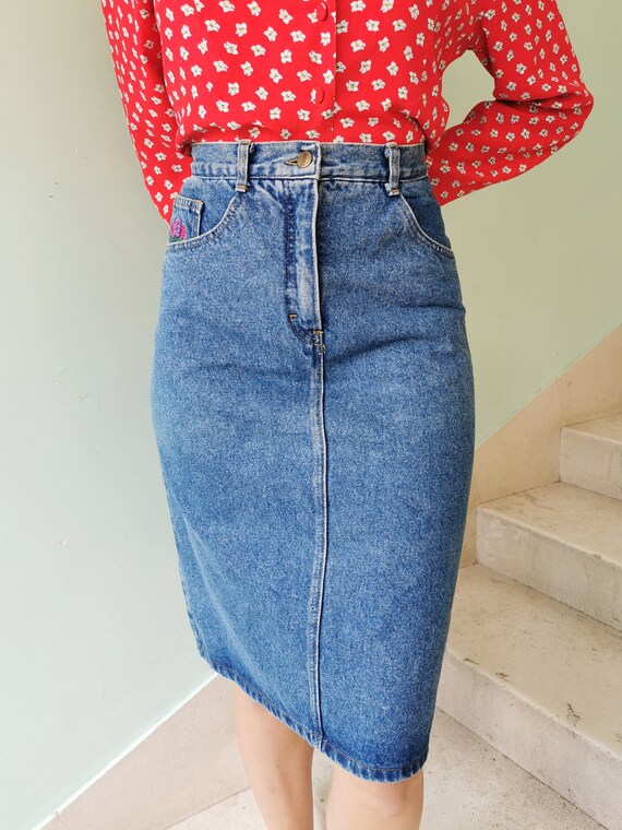 midi jeans skirt