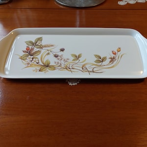 Vintage Marks & Spencers Melamine Tray. Delicate Design of Wild Hedgerow in Flower amidst Leaves and Berries.1980s. Retro Tray In VGC