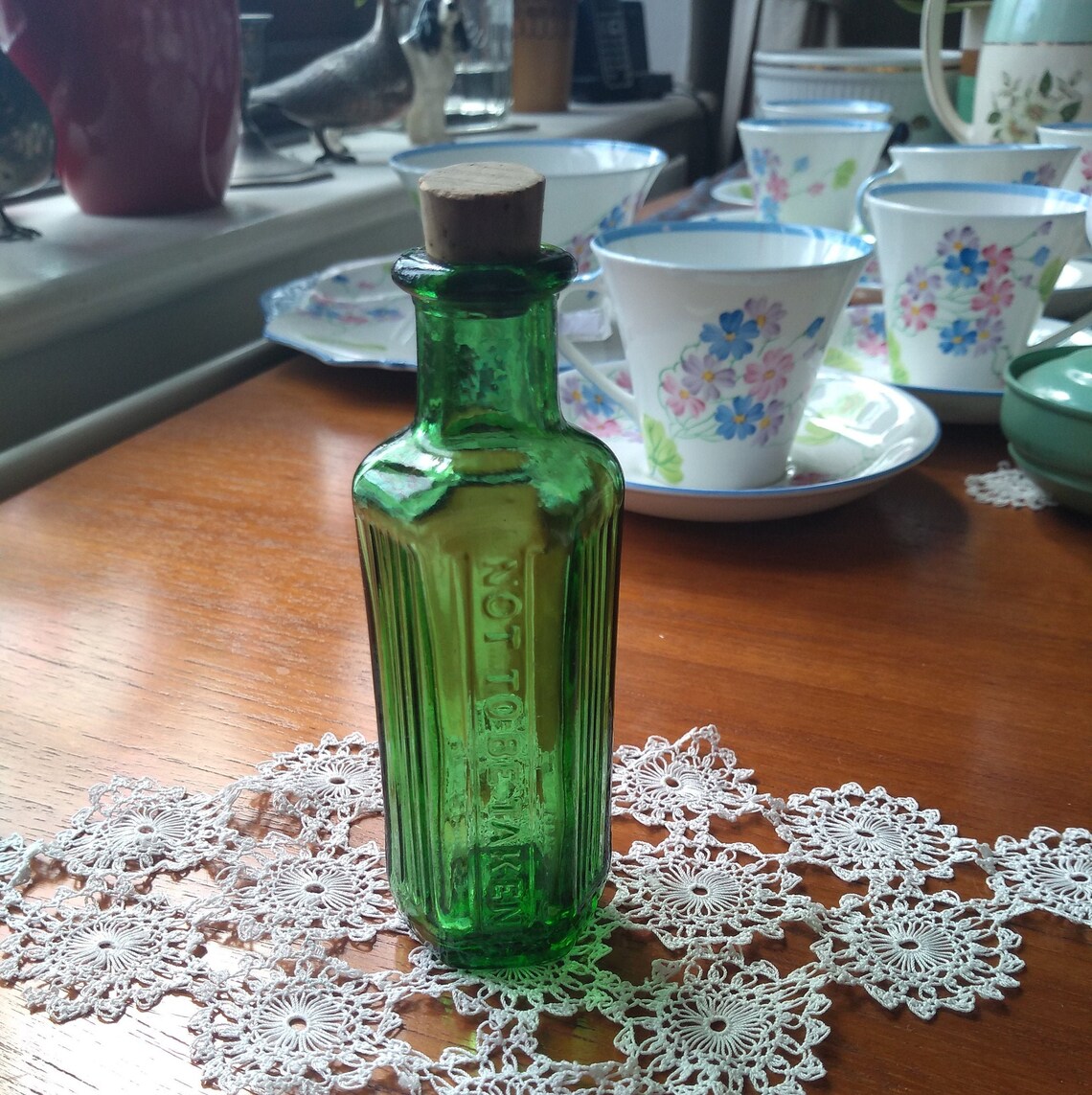 Antique Green Glass Medicine Bottle with Original Cork Etsy