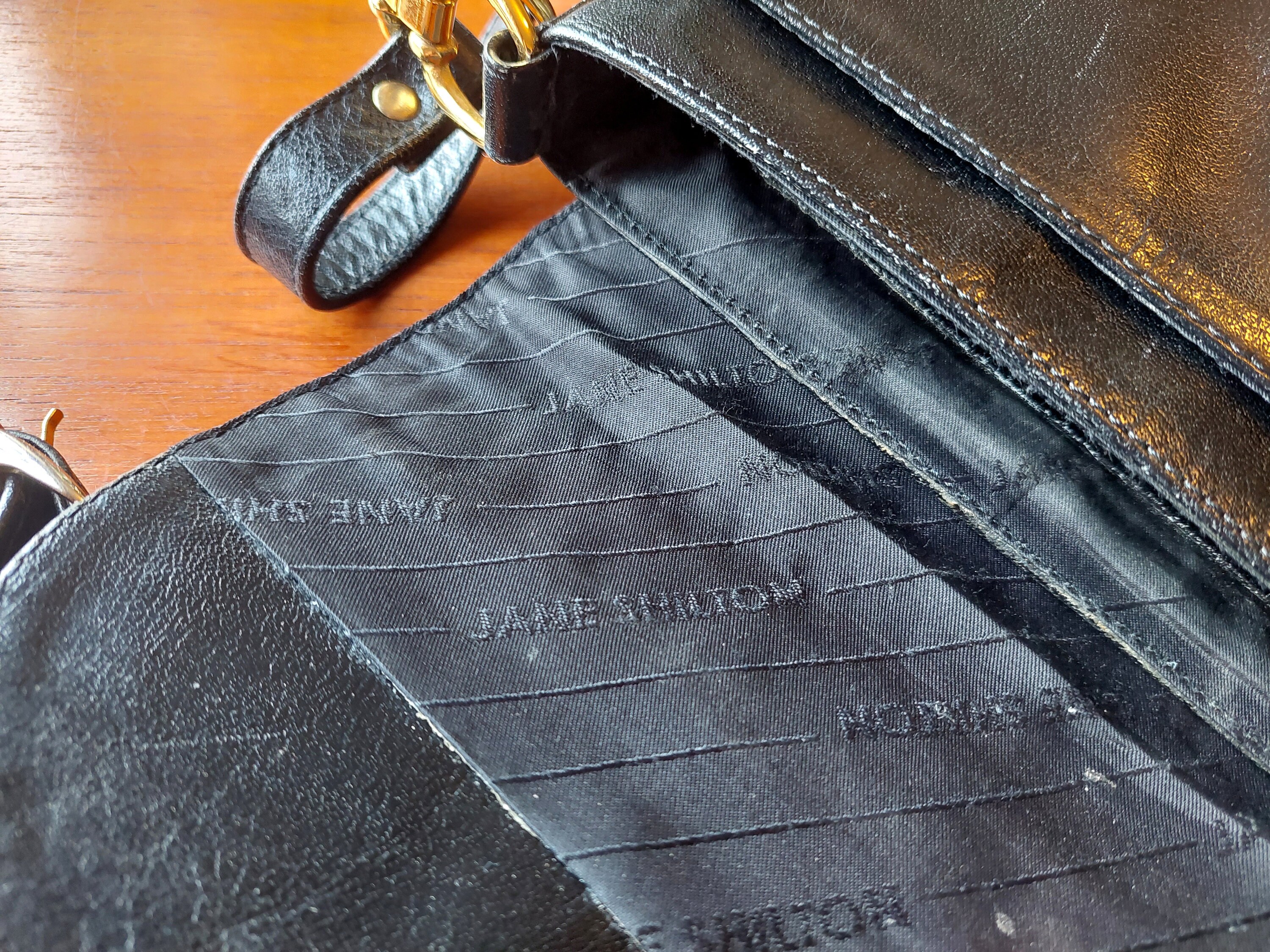 Jane Shilton Genuine Leather Vintage Black Shoulder Bag With Large 