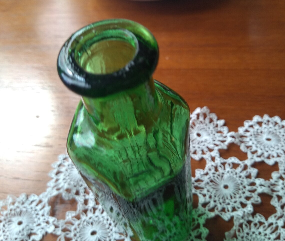 Antique Green Glass Medicine Bottle with Original Cork Etsy