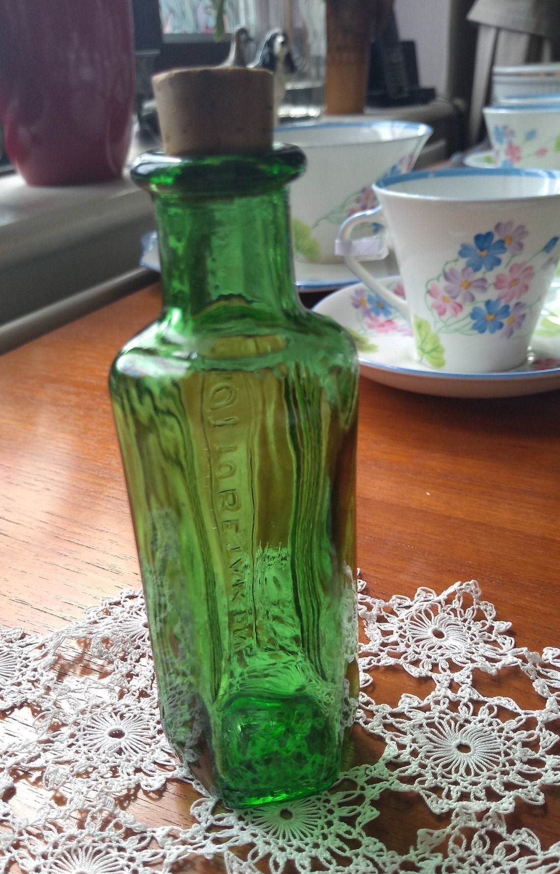 Antique Green Glass Medicine Bottle with Original Cork Etsy