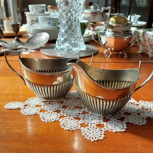 Antique Edwardian Silver Plated Cream Jug/Sugar Bowl Made  England. 1900&#39;s. Hard Soldered Silver Plate In VGC.