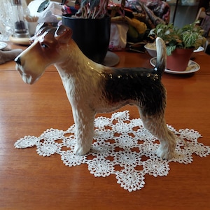 Coopercraft Rare Fox Terrier ( 8&quot;) Glazed Figurine. Made in Tunstall, Stoke-on-Trent. Staffordshire. In VCG. Retro Collectable