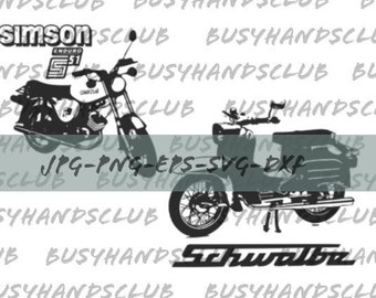 Simson Schwalbe PNG SVG Set Moped Mokick DDR Pippi Digitale Illustration Sperber Star