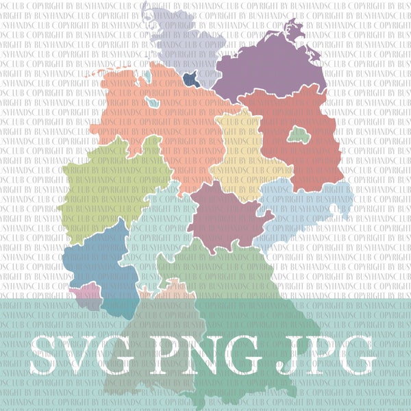 Deutschland Bundesländer Bundesland SVG Digitale Datei für DIY Puzzle oder Memory mit Cricut Brother Silhouette