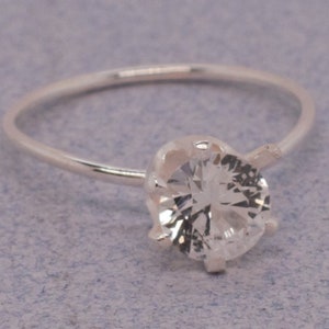 Diamond Sterling Silver Ring - April Birthstone - Size 6