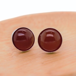 Carnelian Stud Earrings, July Birthstone, 17th anniversary Gift