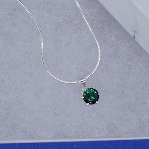Emerald Sterling Silver Necklace - May Birthstone Gift
