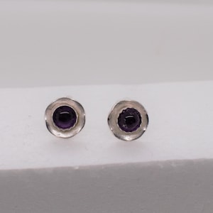 Amethyst Flower Stud Earrings: Sterling Silver February Birthstone