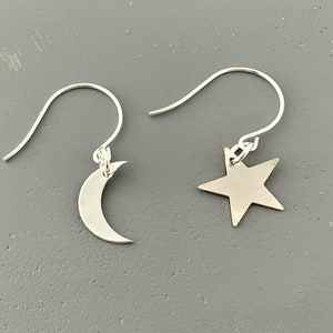 Sterling Silver Moon and Star Earrings: Celestial Jewelry Gift