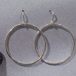 Sterling Silver Hoop Earrings: 25th Birthday Gift, 1-Inch Diameter