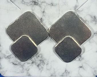 Argentium Silver Double Square Earrings, 25th Birthday Gift, 25th Anniversary Gift