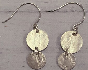 Pendientes con textura mate de doble círculo de plata de ley, regalo de 25 cumpleaños, regalo de 25 aniversario