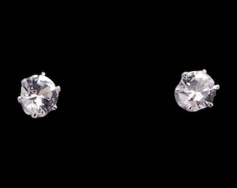 Diamond Sterling Silver Stud Earrings: April Birthstone Gift