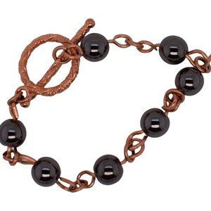Copper and Hematite Beaded Bracelet, 7th/11th Anniversary Gift
