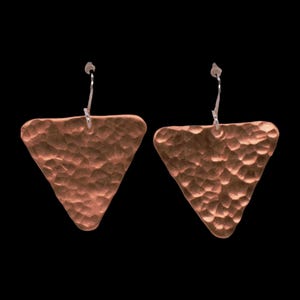 Hammered Copper Triangle Earrings, 7th Anniversary Gift