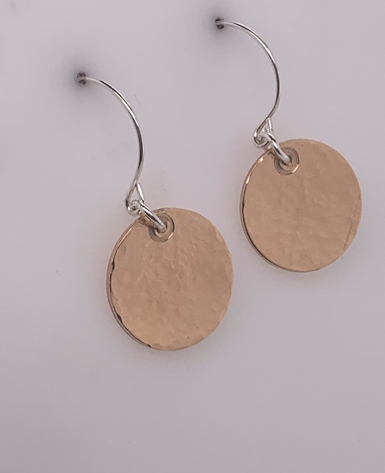 Bronze Hammered Disc Earrings 8th Anniversary Gift Etsy New Zealand
