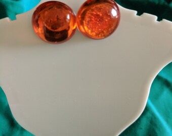 Boucles d'oreilles vintage rondes orange avec dos argenté