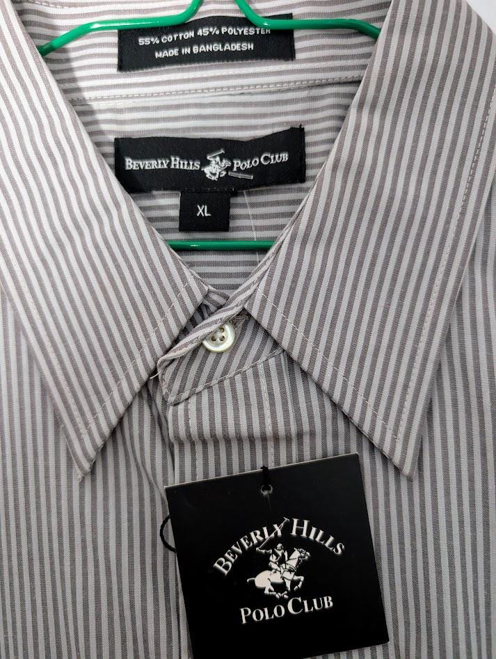 beverly hills polo club dress shirts Blue Striped Men's Shirt XL Collared shirt
