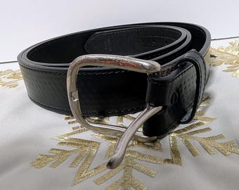 Men's Black Genuine Leather Embossed Belt NWOT Big and Tall 60" End to End