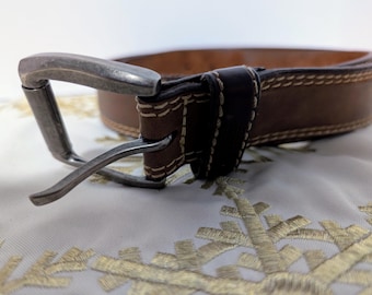 CE Schmidt Workwear Genuine Brown Leather Belt 45" Total Length