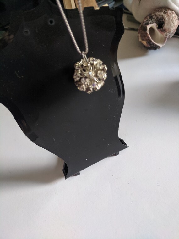 Rhinestone Disco Ball Vintage Pendant Necklace Gem