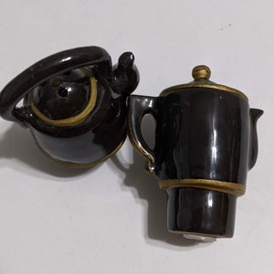 Coffee & Teapot Vintage Red Clay Salt and Pepper Shaker Set