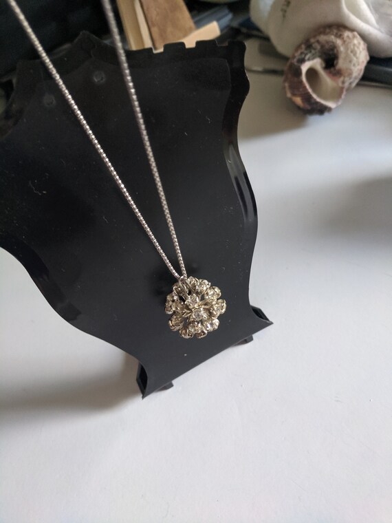 Rhinestone Disco Ball Vintage Pendant Necklace Gem