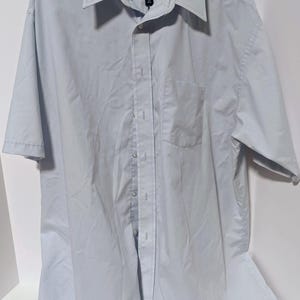 Bill Blass Signature Oxford Lt Blue Short Sleeve Size 18 Big Button Down Shirt