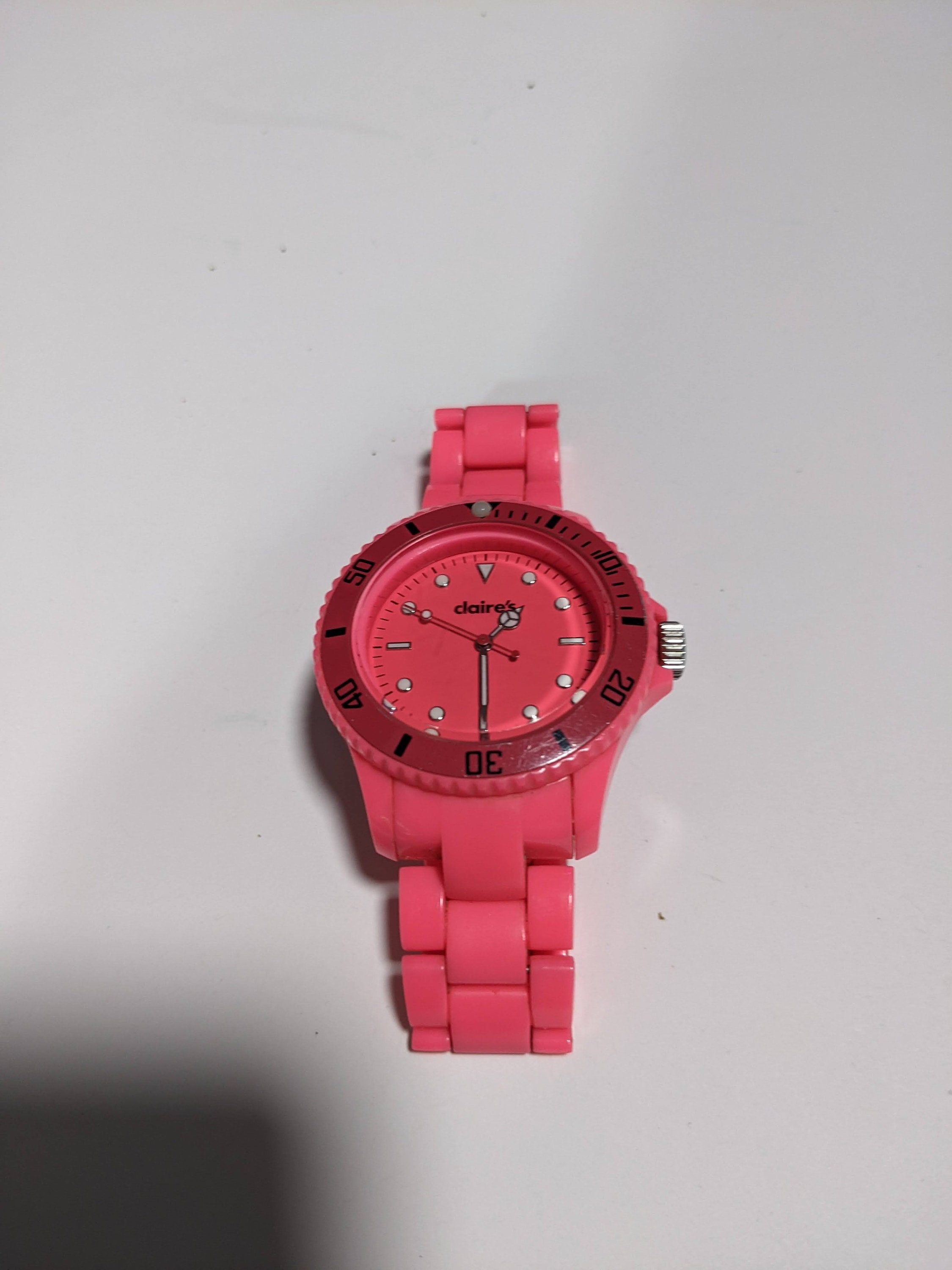 Claire s Hot Pink Large Round Faced Watch W silicone Band Etsy