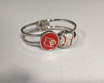 Bracelet Cuff Hinged With Interchangeable Snaps 2 U of L Snaps Included