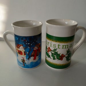 Coffee Mugs 2 ea Lot Christmas Cup Drink Glass
