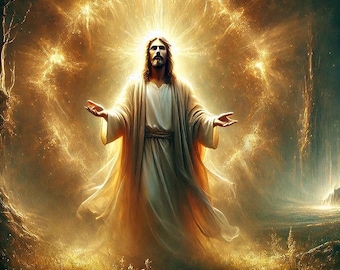 Arte mural de Jesús místico: descarga digital / Decoración cristiana espiritual / Retrato imprimible de luz sagrada