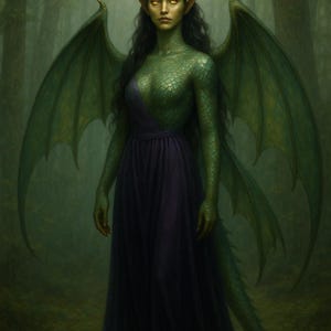 Guardiana del Bosque Ancestral」 – Arte Digital de Mujer Dragon
