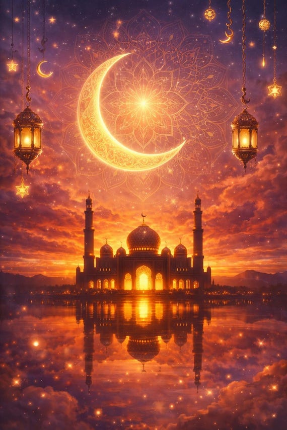 Dieses spirituelle islamisch inspirierte Kunstwerk vereint Wärme, Licht und tiefe innere Ruhe