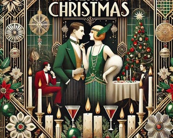 1920s Art Deco Christmas Card – A Touch of Timeless Elegance”