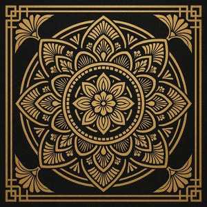 Res tillbaka i tiden med denna eleganta art déco-mandala från 1920-talet