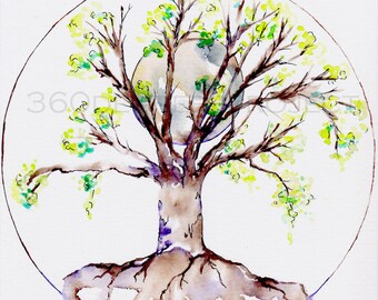 Tree of Life - Watercolors/pen and ink/ pencil - Original Art from 360 Degrees Project