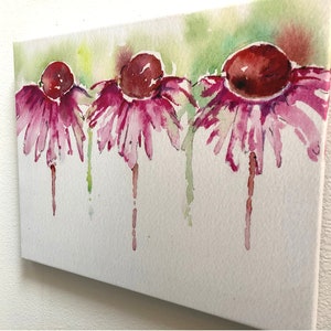 Echinacea watercolor print on canvas image 4