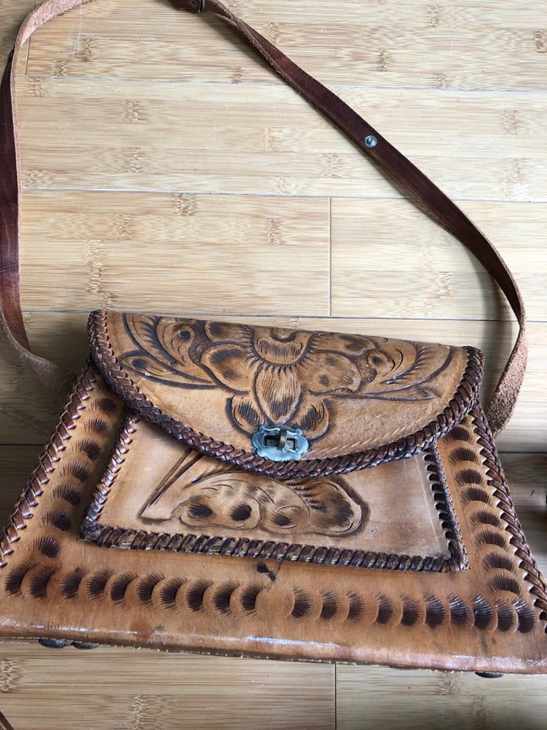Vintage Mexican Tooled Leather Purse - Etsy
