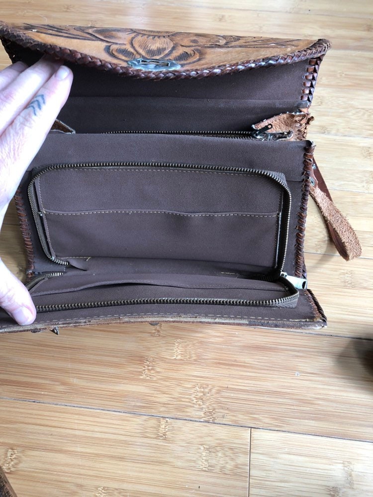 Vintage Mexican Tooled Leather Purse - Etsy