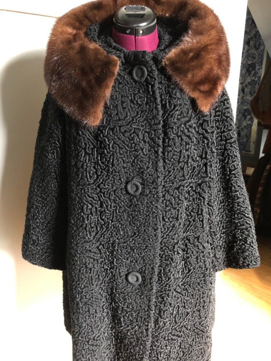 Stunning Vintage Swing Jacket With Fur Collar Etsy
