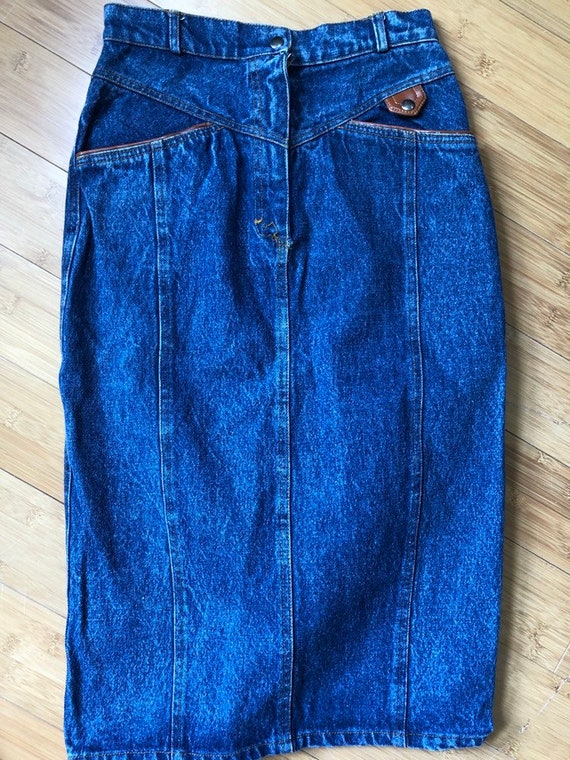 High waisted vintage jean skirt - image 2